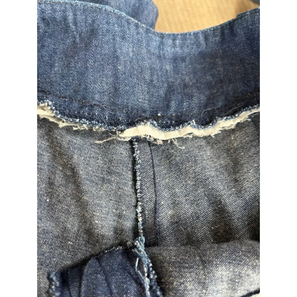 Vintage Handmade Southwest Denim Skirt Tiered Ruffle Hem‎ Abstract Art Appliqué